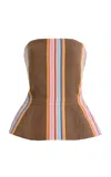 Marrakshi Life Exclusive La Isla The Striped Cotton Corset Top In Brown