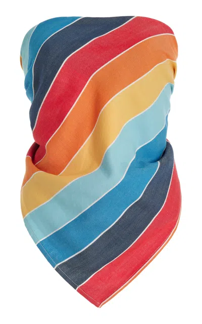 Marrakshi Life Exclusive Striped Cotton Scarf Top In Multi