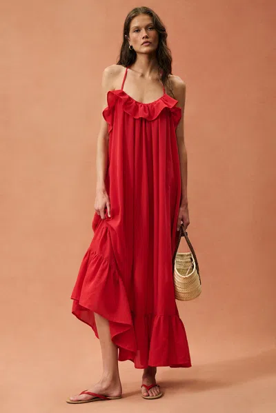 Marrakshi Life For Fwrd The Ruffled Slip Dress In Red