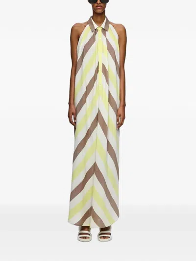 Marrakshi Life Maxi The Halter Striped Dress In Neutral