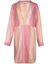 Marrakshi Life Stripe-print Cotton Tunic Dress In Pink