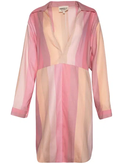 Marrakshi Life Stripe-print Cotton Tunic Dress In Pink