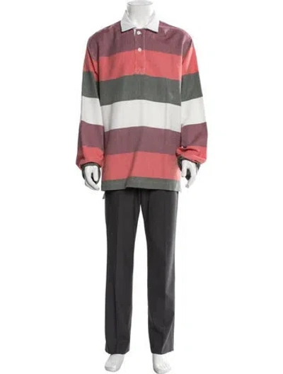 Pre-owned Marrakshi Life Striped Collar Polo Shirt In Pink