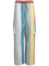 Marrakshi Life Striped Cotton Cargo Trousers In Neutrals