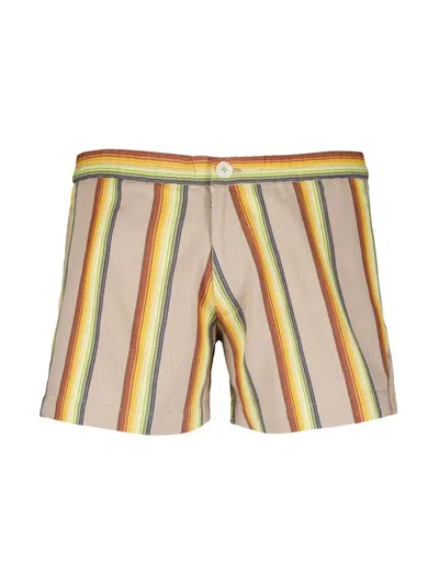 Marrakshi Life Striped Cotton Shorts In Neutrals
