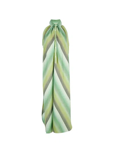 Marrakshi Life Striped Halter-neck Dress In Green