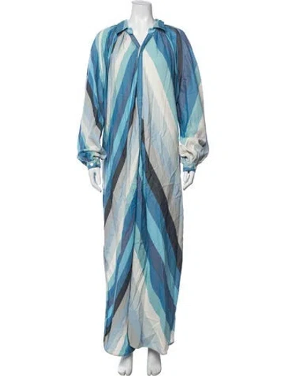 Pre-owned Marrakshi Life Striped Long Dress In Blue
