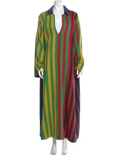 Pre-owned Marrakshi Life Striped Long Dress In Green