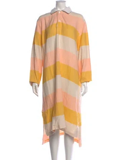 Pre-owned Marrakshi Life Striped Long Dress In Pink/white/yellow