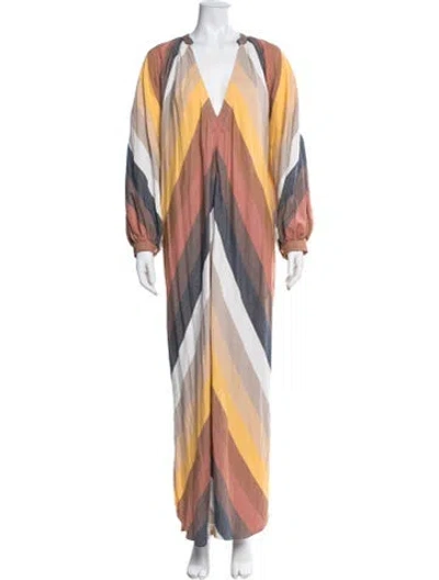 Pre-owned Marrakshi Life Striped Long Dress In Yellow