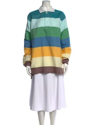 Pre-owned Marrakshi Life Striped Long Sleeve Polo In Blue