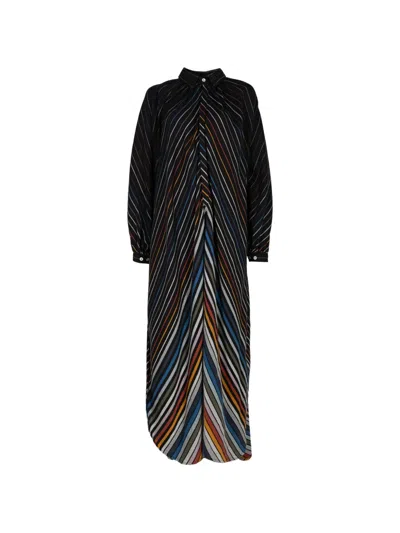 Marrakshi Life Striped Long-sleeve Maxi Dress In Multi