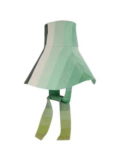 Marrakshi Life Striped Wide-brim Sun Hat In Green
