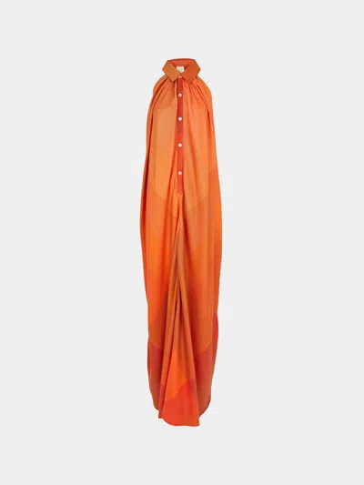 Marrakshi Life The Collared Halter Dress Size: Xs  Abask Luxury Gift In Orange