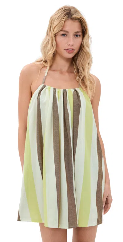 Marrakshi Life The Coverup Slip Mini Dress Stripe 19 In Green
