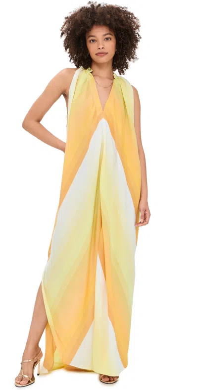 Marrakshi Life Oversized Striped Cotton Maxi Dress In Yellow