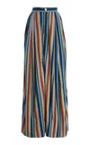 Marrakshi Life The High Wasited Pleated Striped-cotton Trousers In Multi