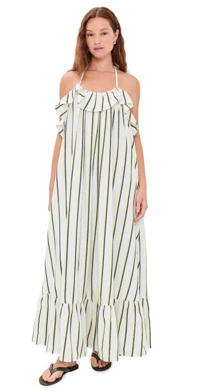 Marrakshi Life The Ruffled Midi Dress Stripe 20 In Metallic
