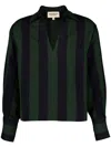Marrakshi Life V-neck Striped Blouse In Green