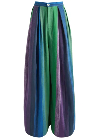 Marrakshi Striped-jacquard Wide-leg Cotton Trousers In Multicoloured 1