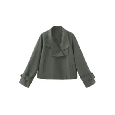 Marram Trading Overlay Cropped Trench Coat In Green