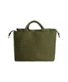 Marrea Elegant Woven Neoprene Shopper With Secure Closure In Green