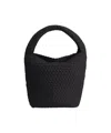 Marrea Expansive Black Neoprene Bucket Bag With Woven Design In Black