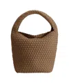 Marrea Hand Woven Neoprene Tote With Textured Finish In Brown