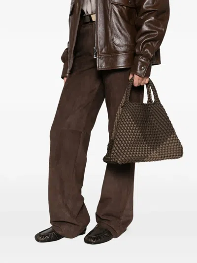 Marrea Medium Stripe Woven-design Tote Bag In Brown