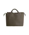 Marrea Neoprene Shopper Bag With Modern Woven Texture In Gray