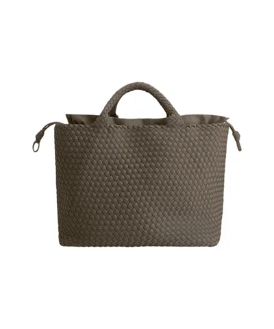 Marrea Neoprene Shopper Bag With Modern Woven Texture In Gray