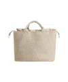 Marrea Spacious Beige Neoprene Shopper Bag With Drawstring Closure In Multi