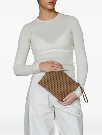 Marrea Woven Clutch Bag In Brown