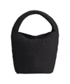 Marrea Woven Neoprene Tote Bag With Braided Handle And Magnetic Closure In Black