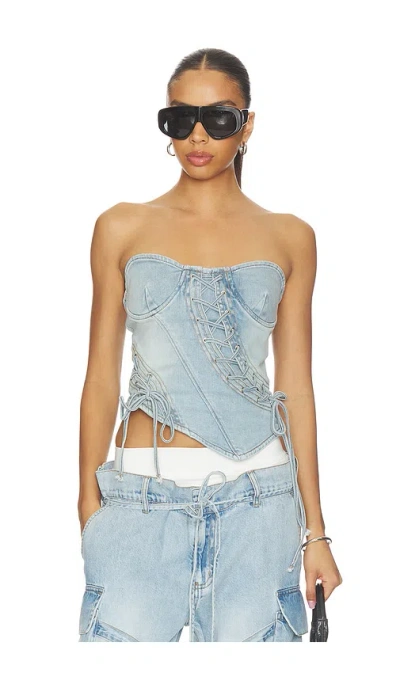 Marrknull Asymmetrical Lace-up Corset In Blue