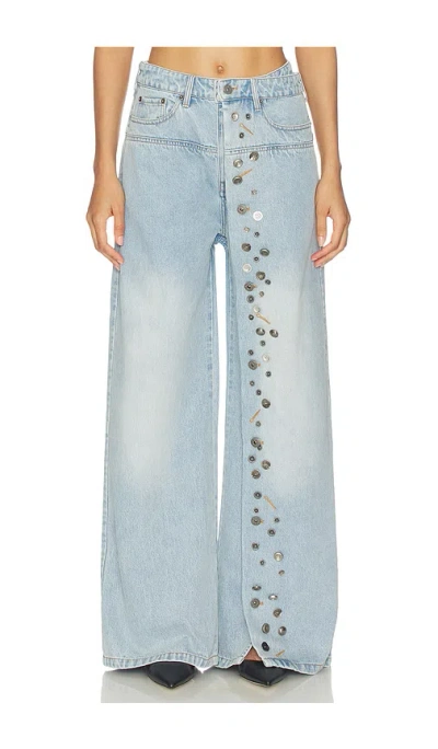 Marrknull Asymmetrical Metal-button Jean In Blue