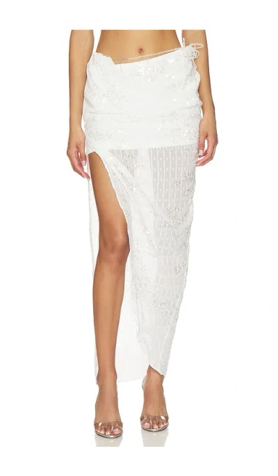 Marrknull Beaded Midi Skirt In White