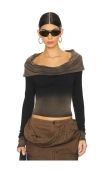 Marrknull Black Fold Long Sleeve T-shirt In Washed Black