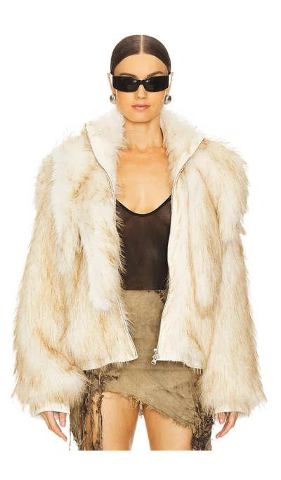 Marrknull Faux Hair Shearling Jacket In 베이지