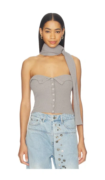 Marrknull Halter Neck Knit Bandeau Top In Blue