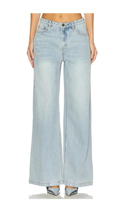 Marrknull Hollow Out Wide Leg Jeans In Light Blue