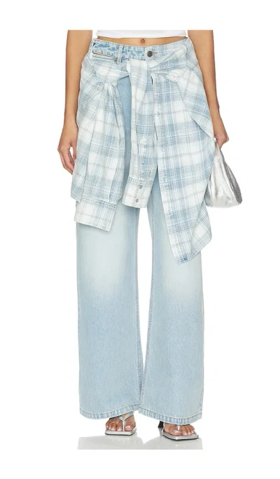 Marrknull Lace-up Denim Jean In Blue