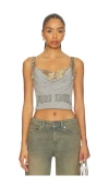 Marrknull Printed Pleated Corset Top In Gray