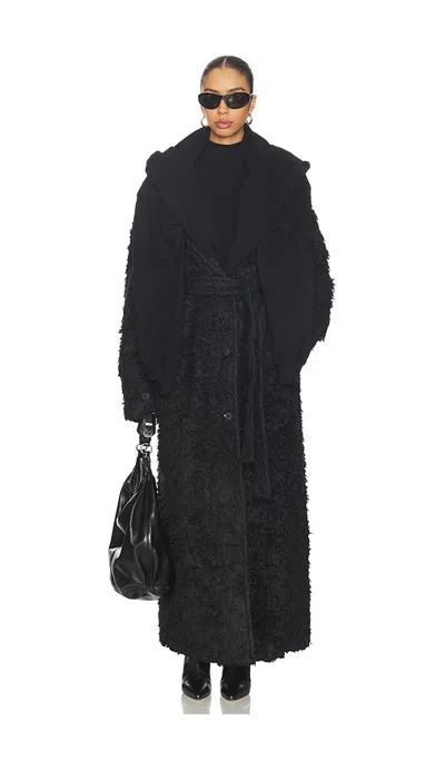 Marrknull Two-piece Waxed Trench Coat In Black