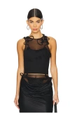 Marrknull Vine Flowers Tank Top In Black