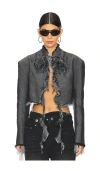 Marrknull Washed Flower Blazer In Black