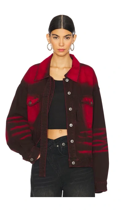Marrknull Wrapped Denim Jacket In Red & Black