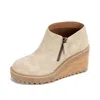 Mars Sky Shoes Women's Ankara Lug Sole Wedge Heel Ankle Booties In Bone In Neutral