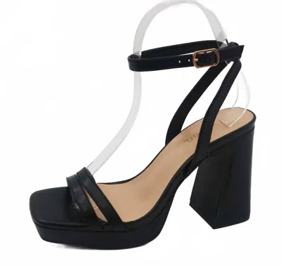 Mars Sky Shoes Women's Chunky Heel Mini Platform Dress Sandal In Black Soft Pu