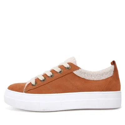 Mars Sky Shoes Women Furry Lace Up Low Top Sneakers In Soft Tan In Multi